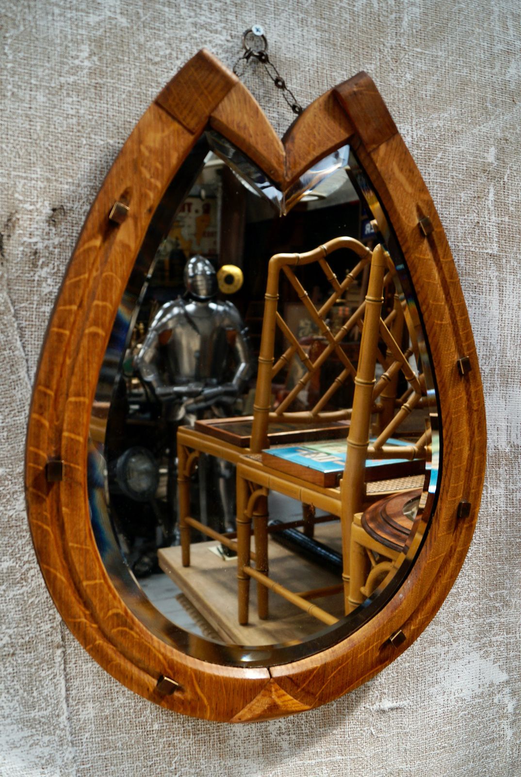 photo for sale Antique Oak Horseshoe Wall Mirror