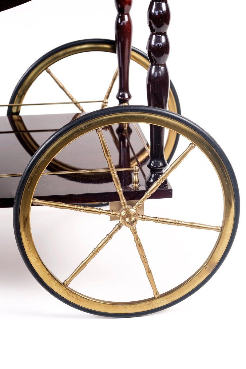Mahogany Wood & Brass Bar Cart From Maison Bagues photo 1500.0