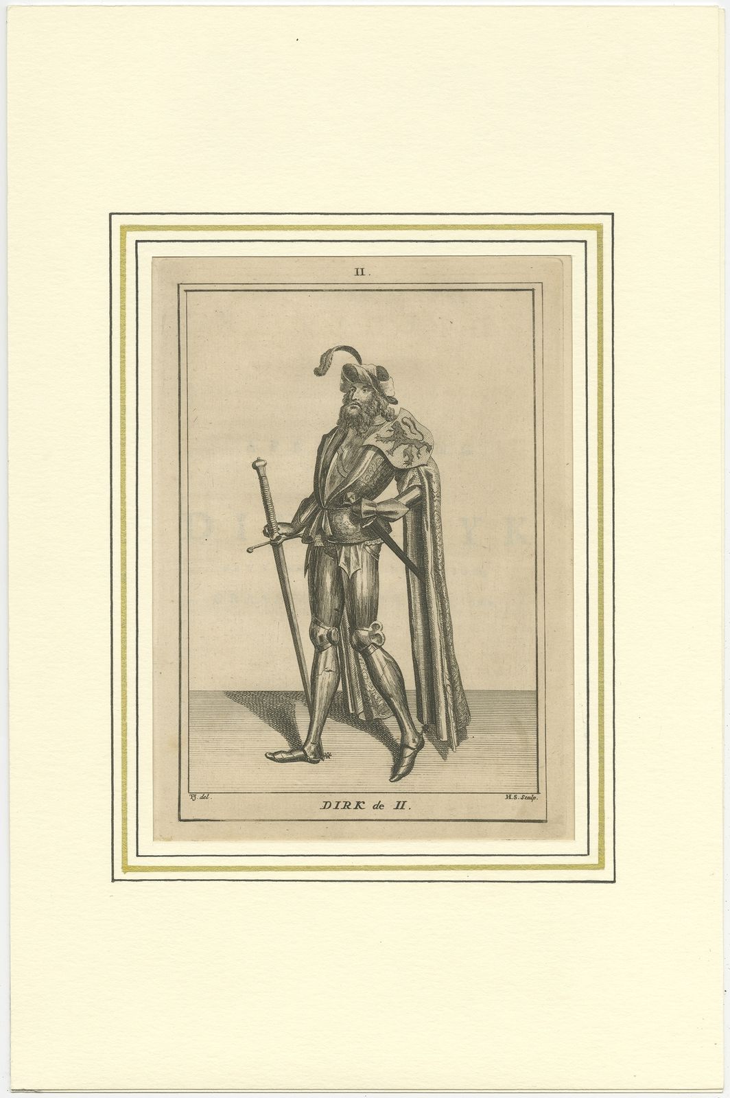 Antique Print Of Dirk II Of Holland By Langendijk (1745)