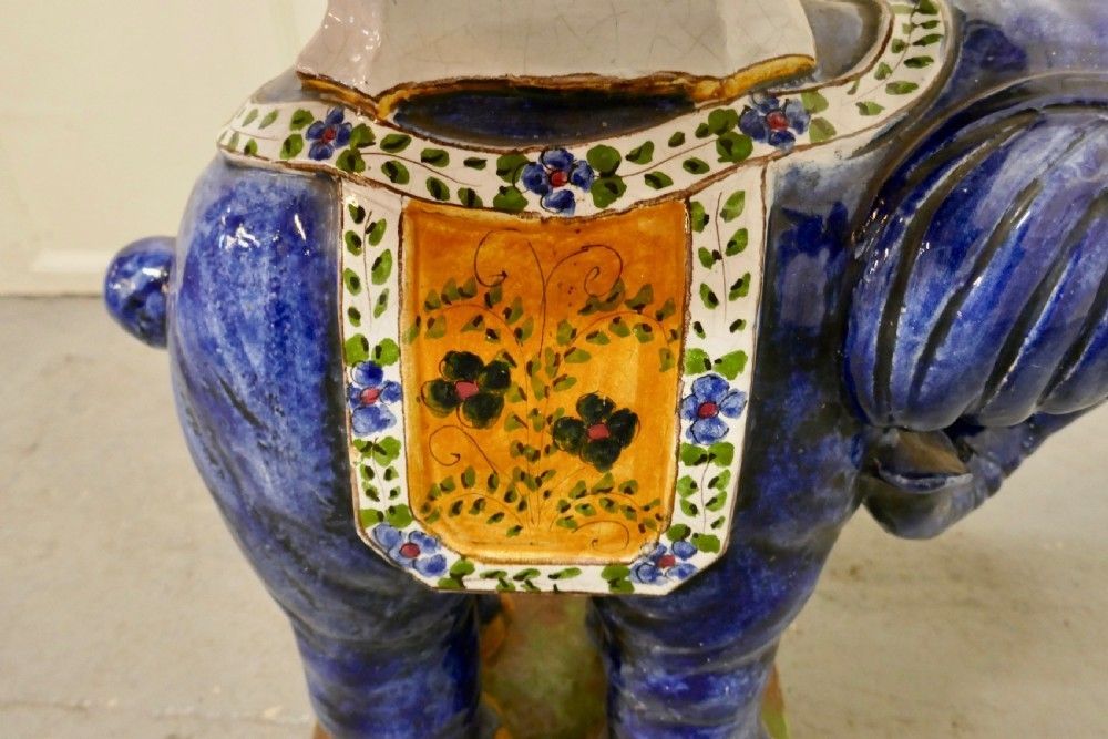 Colourful North African Terra Cotta Elephant Statue Seat photo furniture