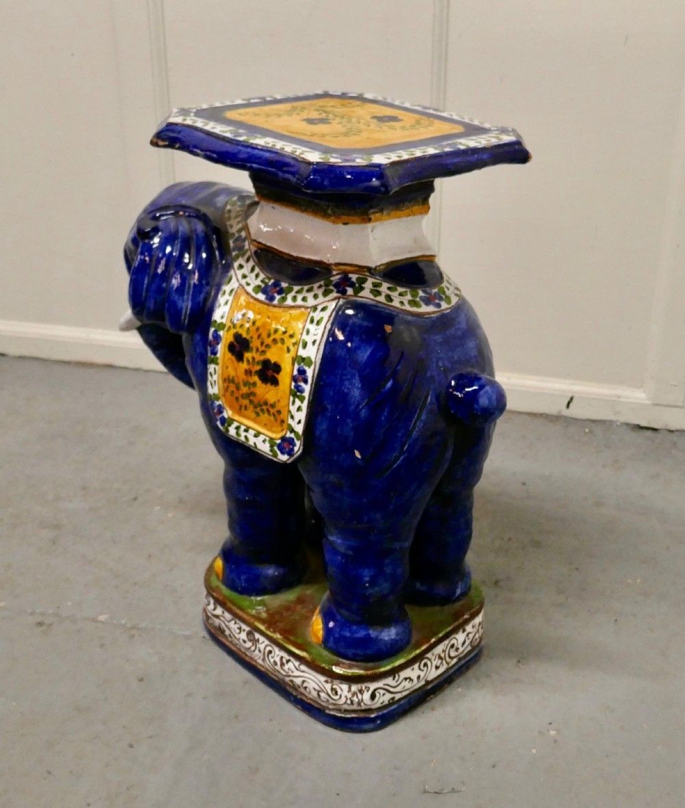 Colourful North African Terra Cotta Elephant Statue Seat photo 1140.0