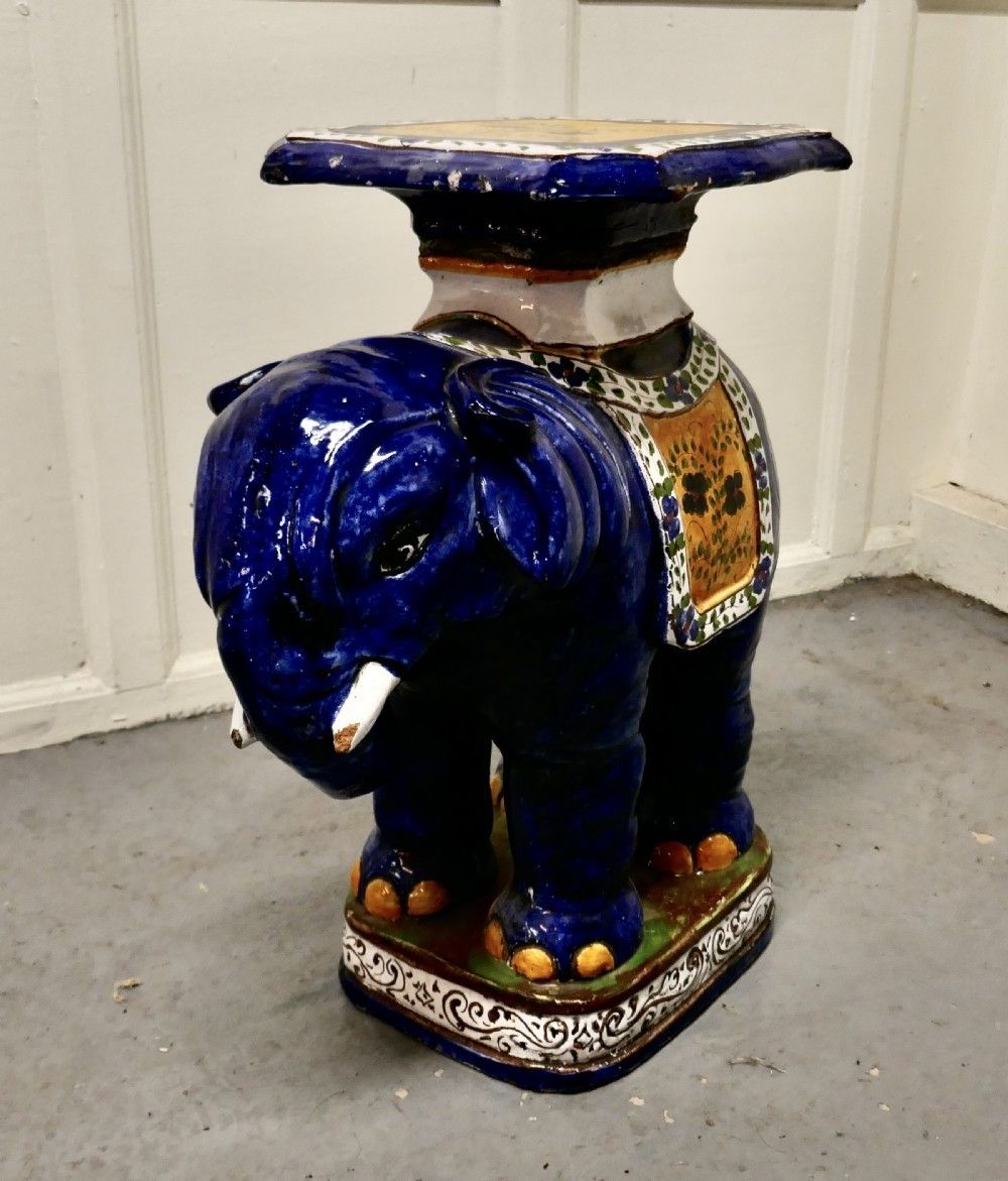 Colourful North African Terra Cotta Elephant Statue Seat photo buy