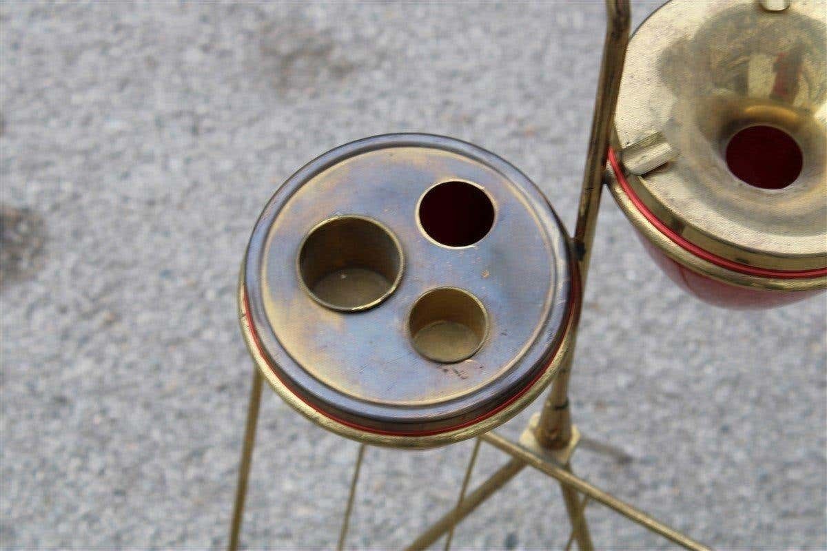 Minimal Geometric Magazine Holder Ashtray Brass Italian Mid Century Design Red photo 1262.0