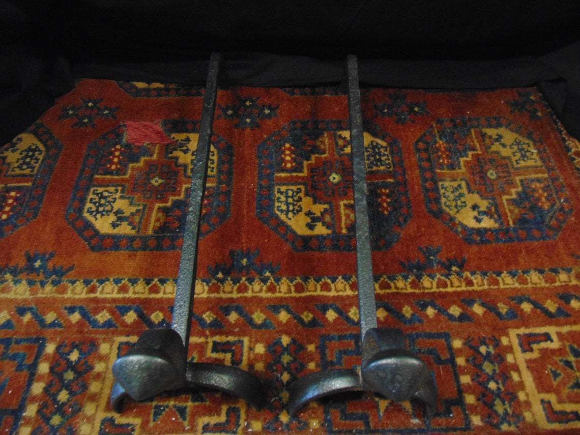 Pair Wrought Iron Andirons / Fire Dogs photo Home Fixtures