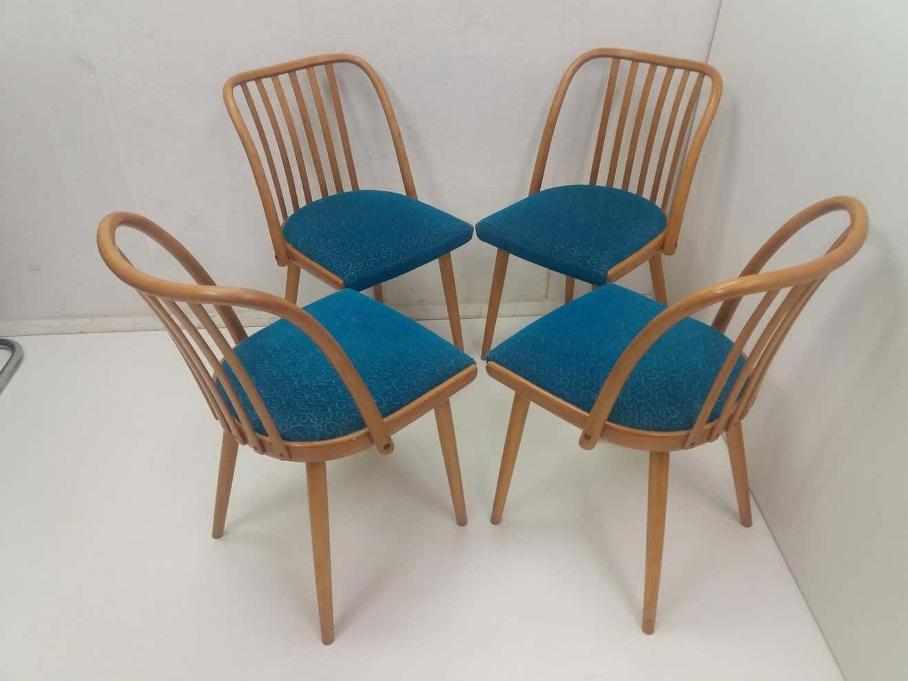 1960 Set Of 4 Design Retro Chair, Antonín šuman For Ton, Czechoslovakia