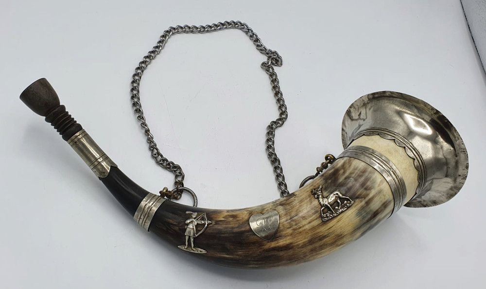 Unusual Early 20th Century Hunter Horn With Silver Plated Mounts photo furniture