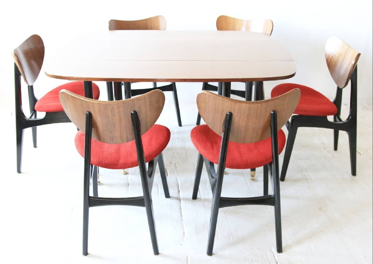 Mid Century Drop Leaf Table With Butterfly Dining Chairs By E. Gomme For G Plan, Set Of 7
