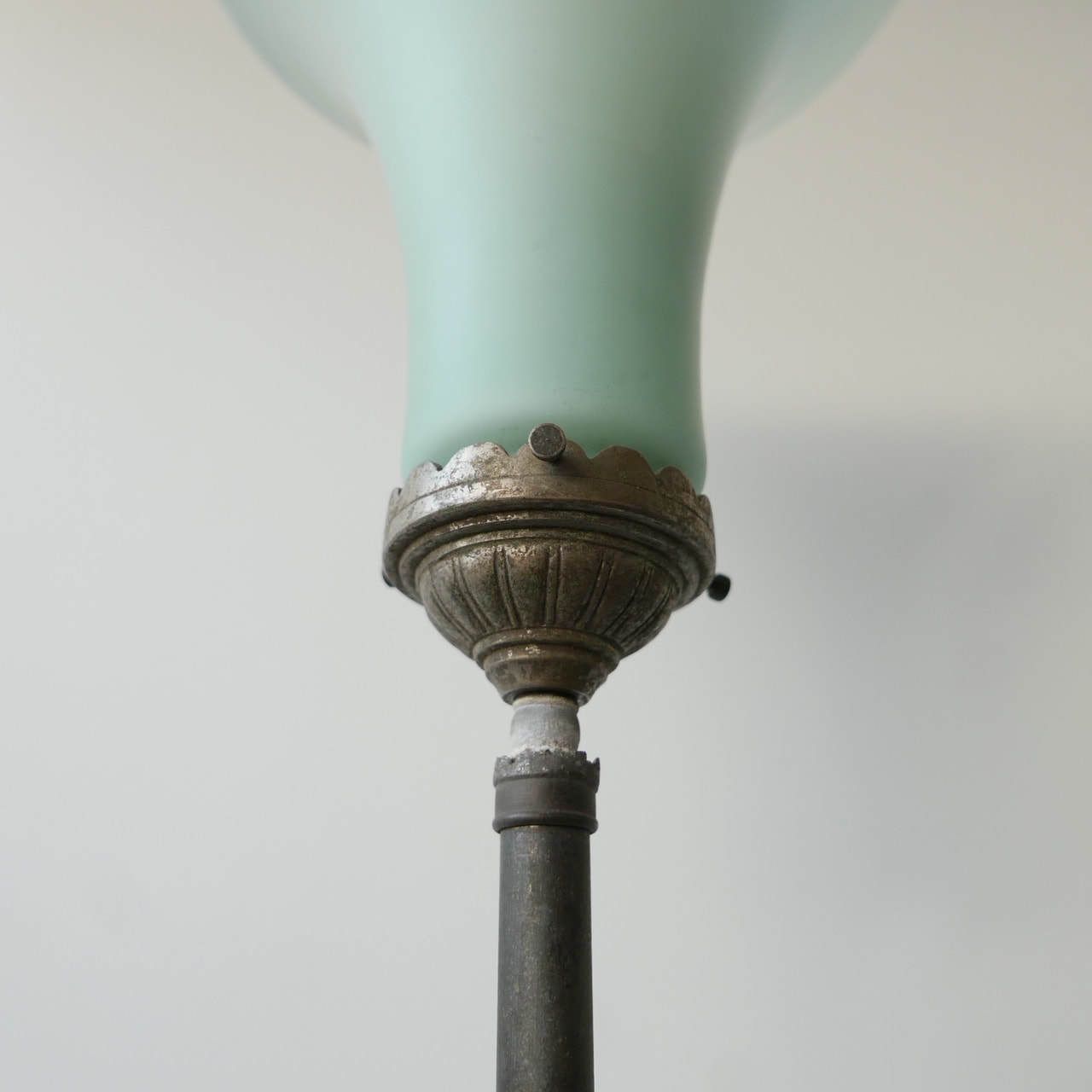 photo for sale Antique Dutch Uplighter Glass Shade Floor Lamps (2)