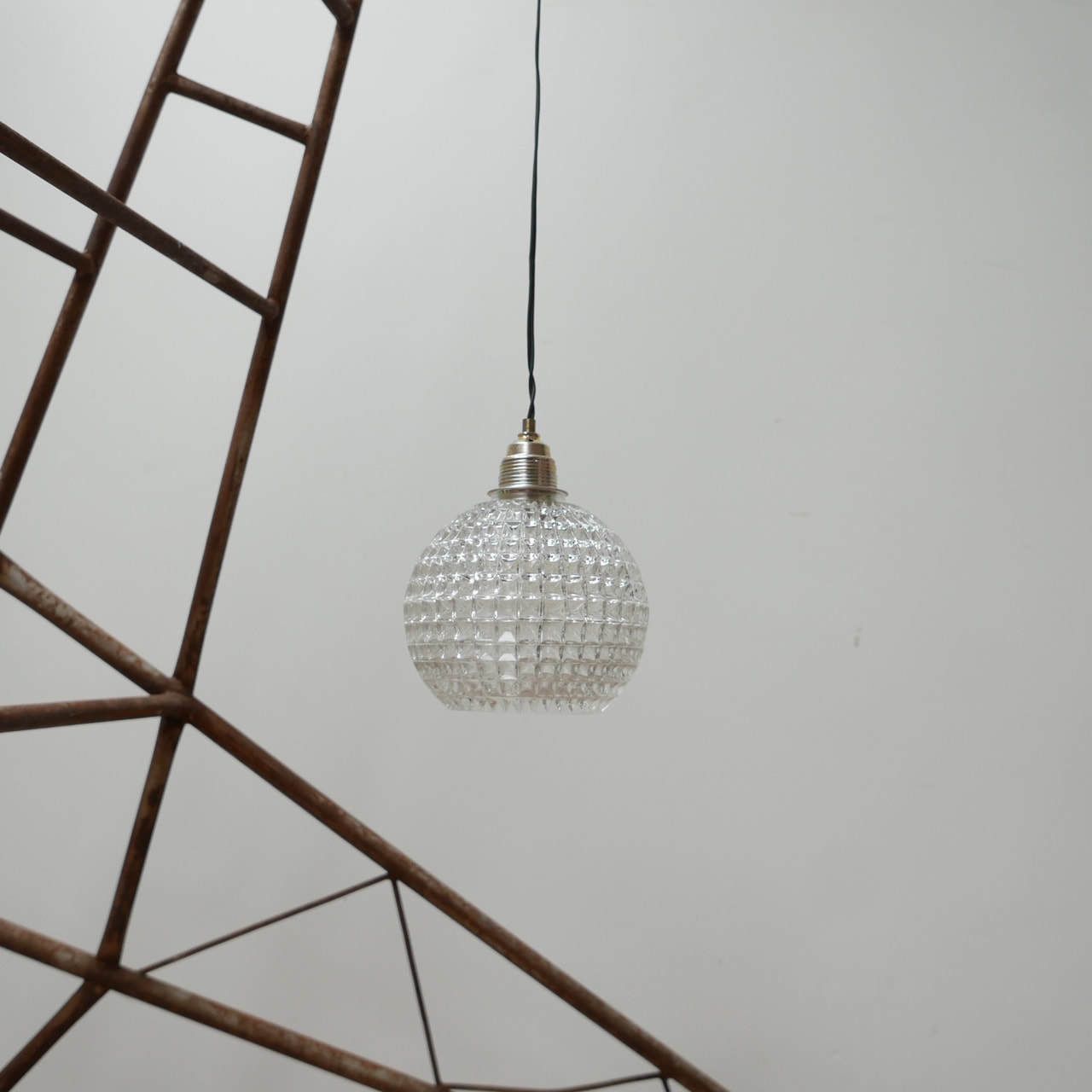 Run Of Late 20th Dutch Glass Ball Pendant Lights (15) photo vintage