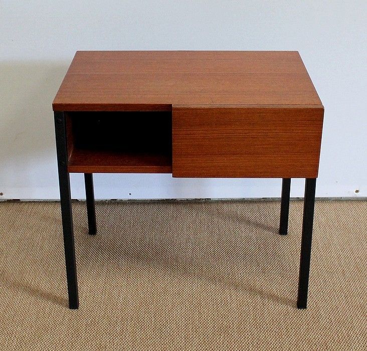 Pair Of Teak Bedside Tables Or Ends Of Sofa, Minvielle Taste, 1960s photo 1668.6