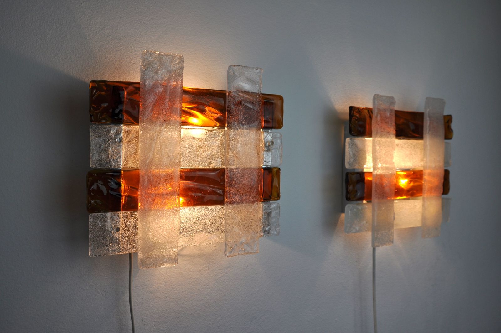 Pair Of Poliarte Wall Lights By Albano Poli 1970 Murano Italy photo Lighting