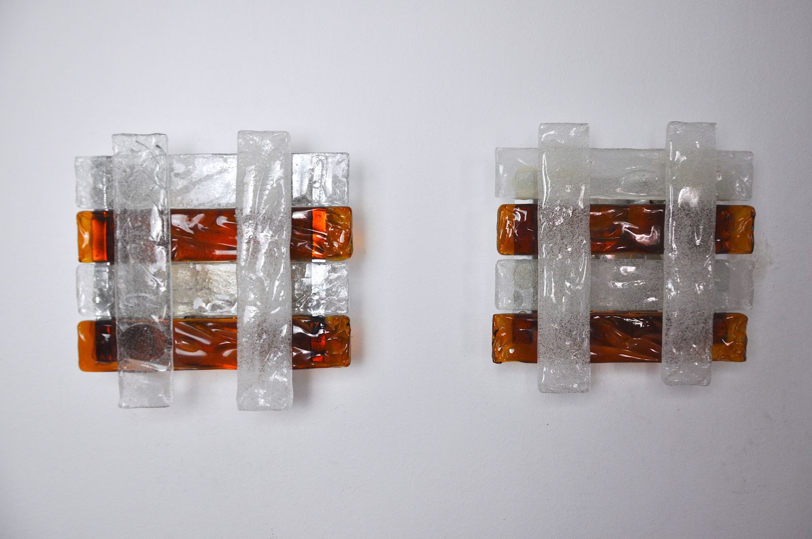 Pair Of Poliarte Wall Lights By Albano Poli 1970 Murano Italy photo vinterior