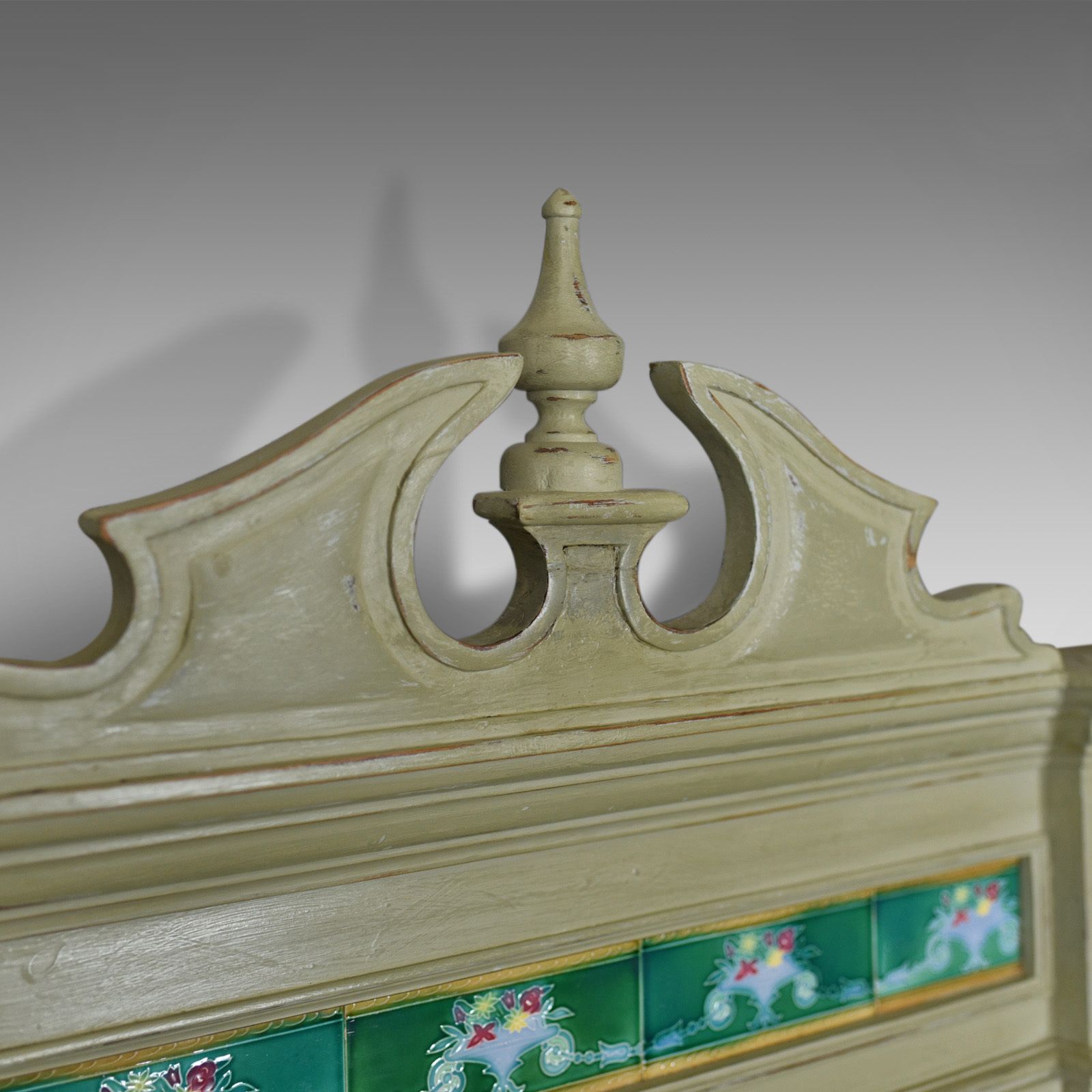 Large, Painted, Antique Wall Mirror, Victorian, Overmantel, Pier, Tiles C.1890 photo 975.0