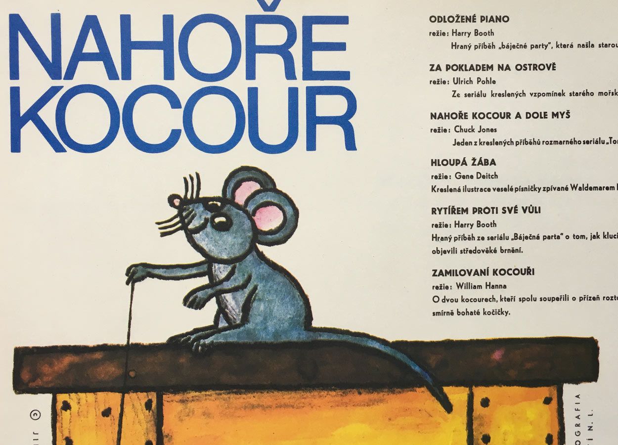 Original Film Poster, Cat Above And Mouse Below, Jindřich čech, 1971, Genuine Czech Vintage Print photo Art