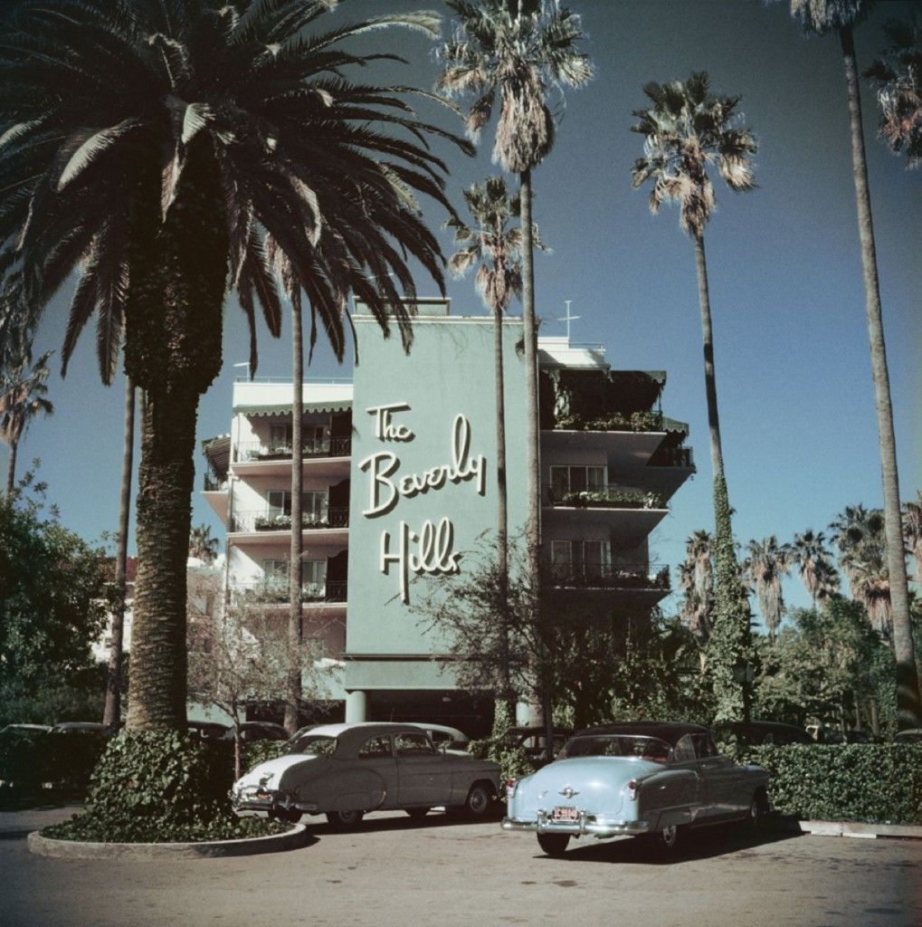 Slim Aarons 'Beverly Hills Hotel' 1957 C Type Print Framed In Black photo furniture
