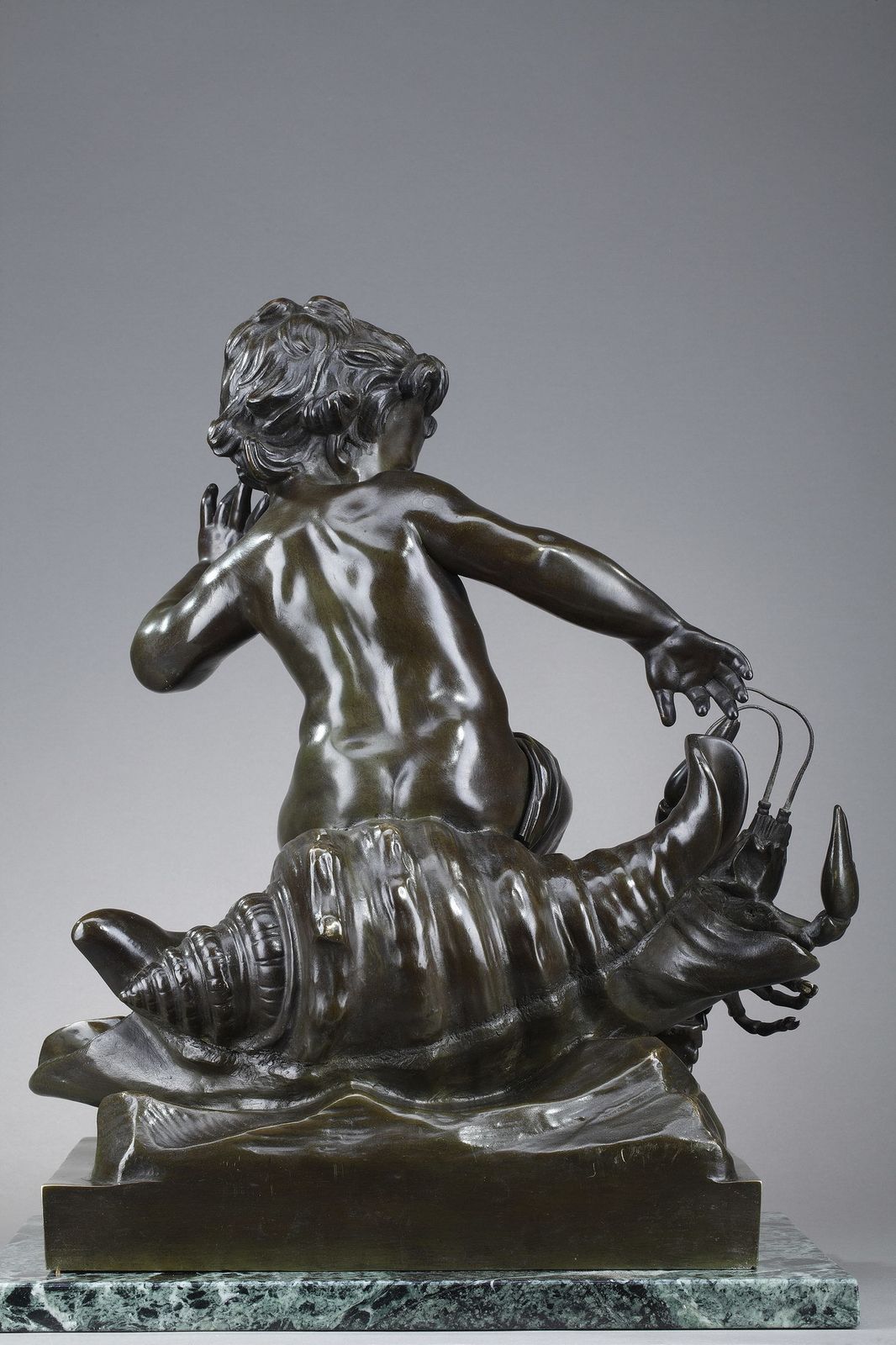 Sculpture en bronze « Child Pinched By A Crayfish », d'après Jean Baptiste Pigalle, XIXe siècle photo vinterior