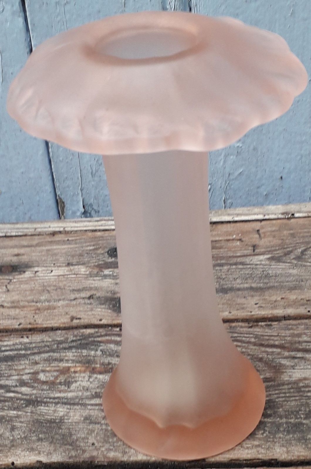 Mushroom Shaped Vase In Pink Blown Glass photo for sale
