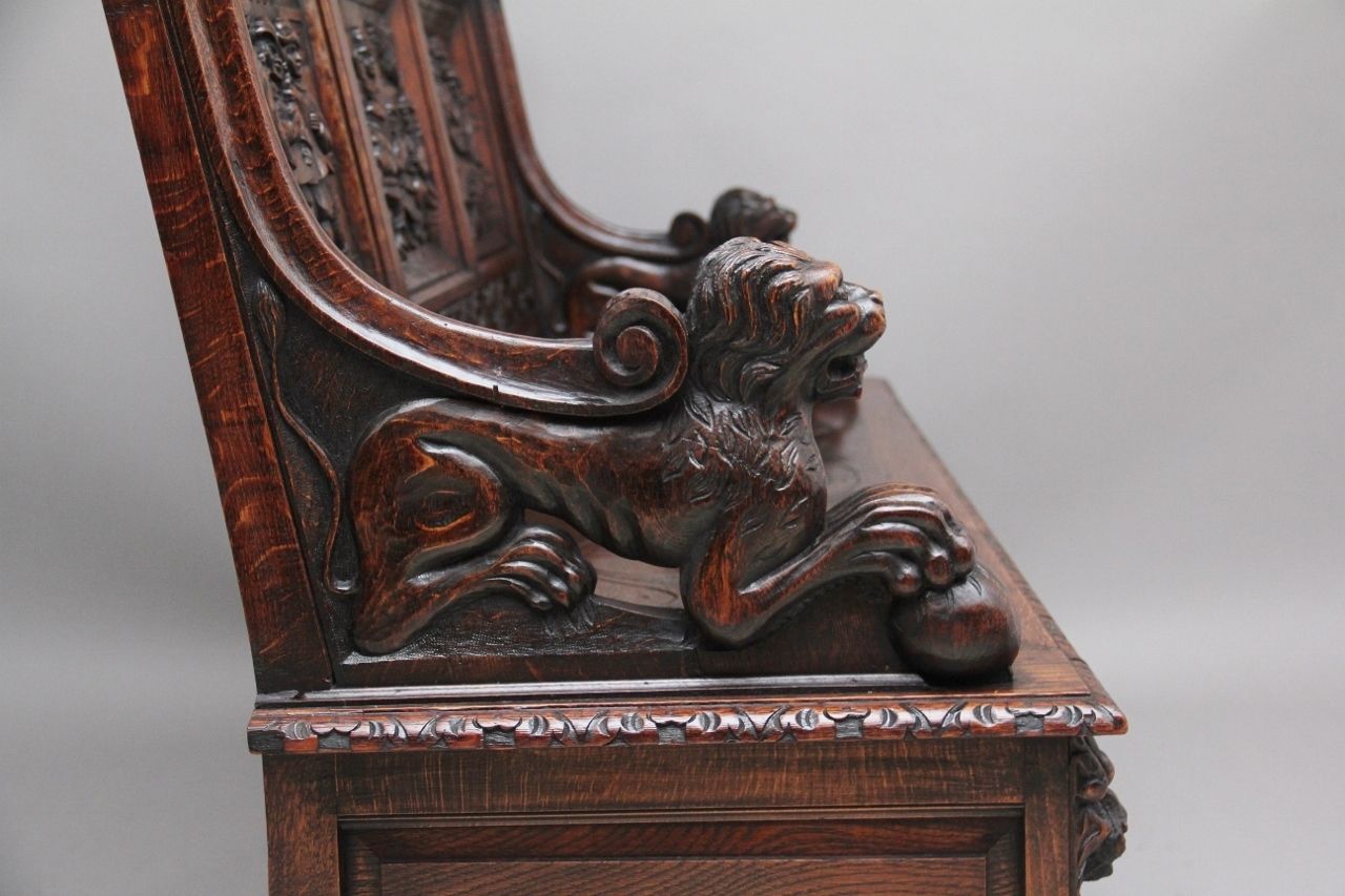 photo for sale Superb Quality 19th Century Oak Box Settle