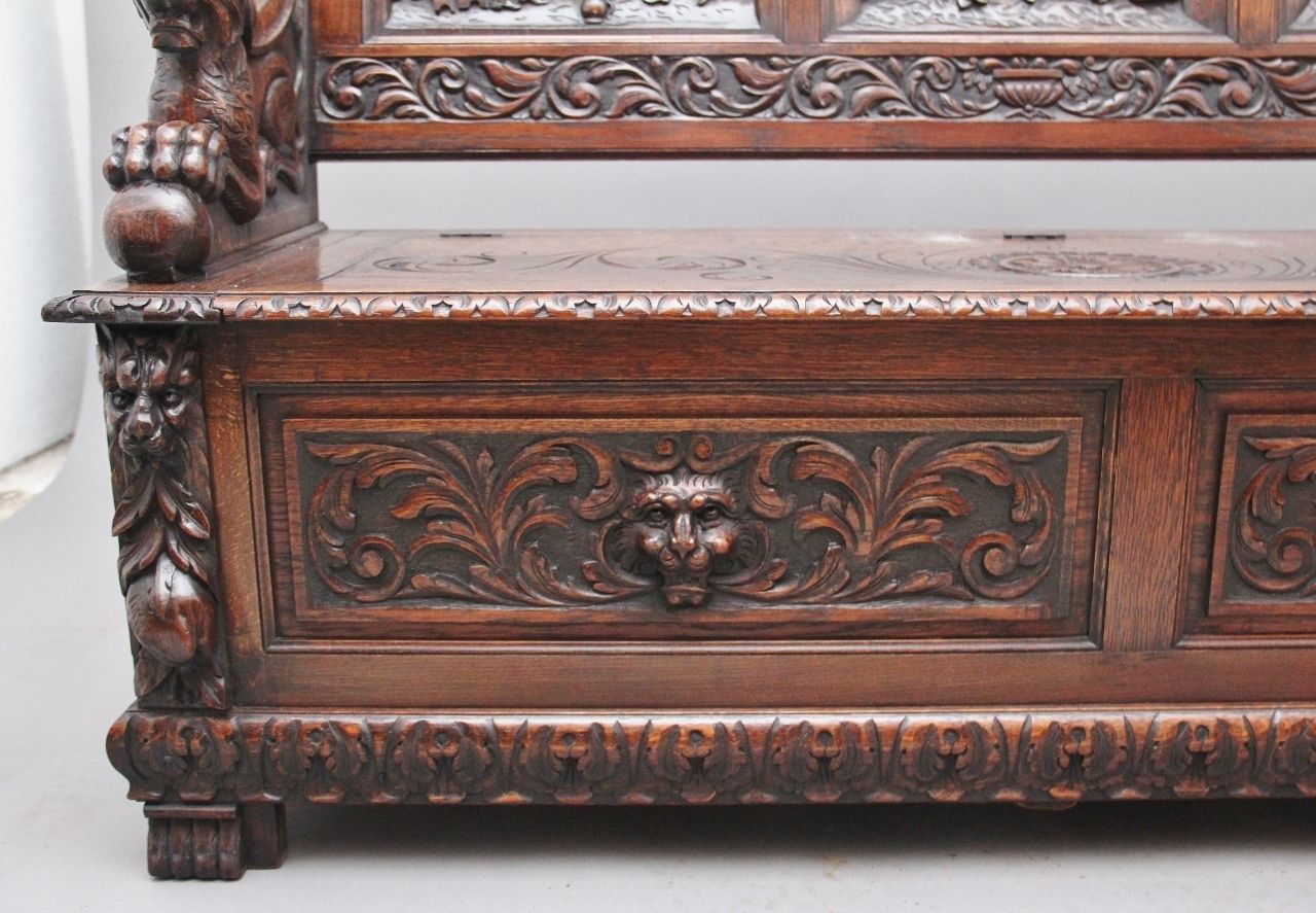 photo vintage Superb Quality 19th Century Oak Box Settle