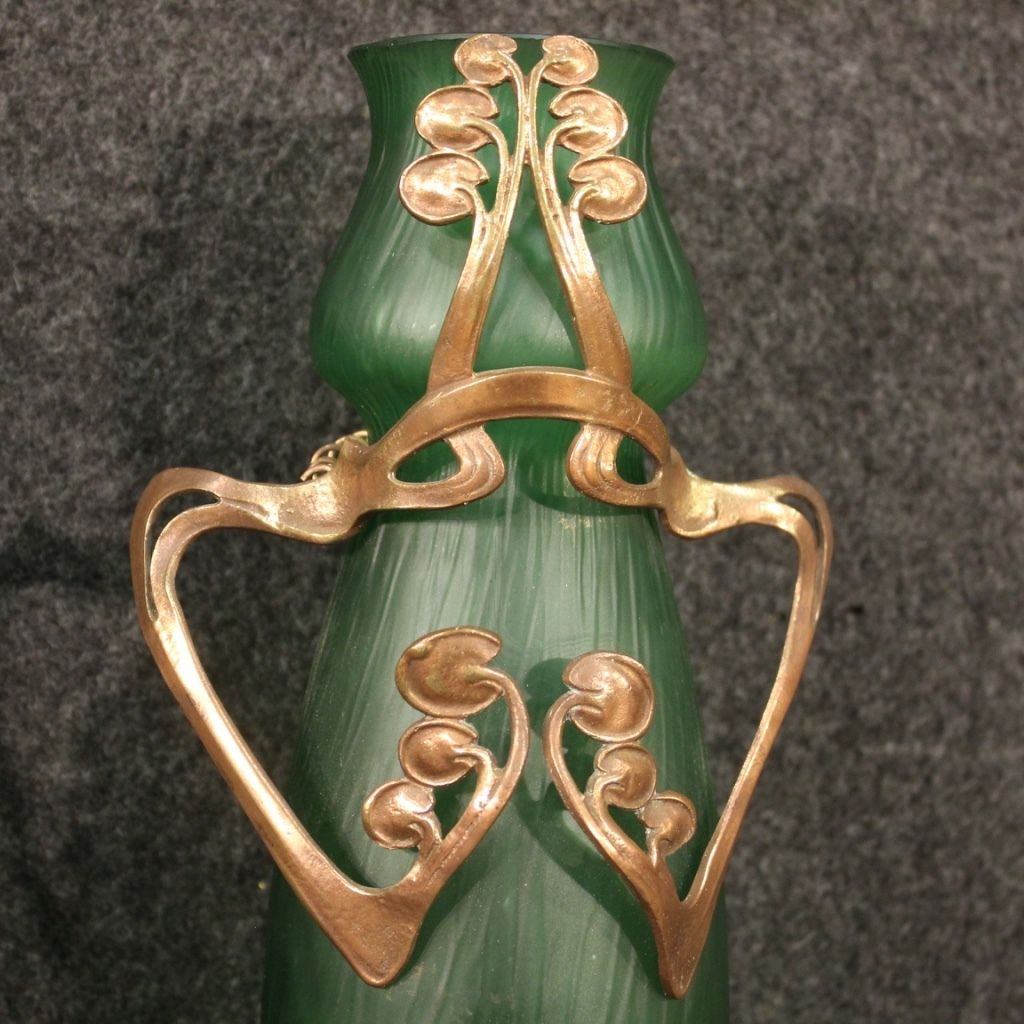 Pair Of French Glass Vases In Art Nouveau Style photo Home Decor