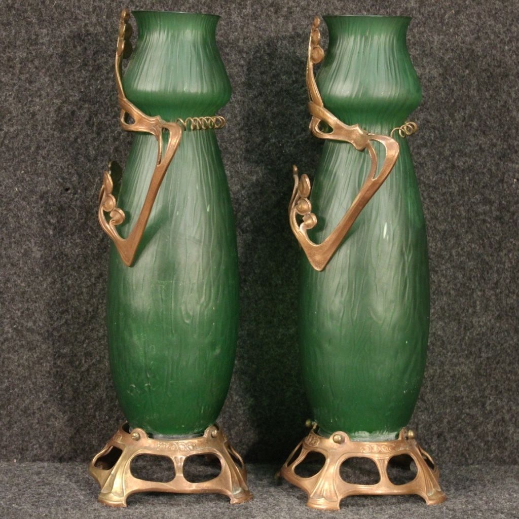 Pair Of French Glass Vases In Art Nouveau Style photo buy
