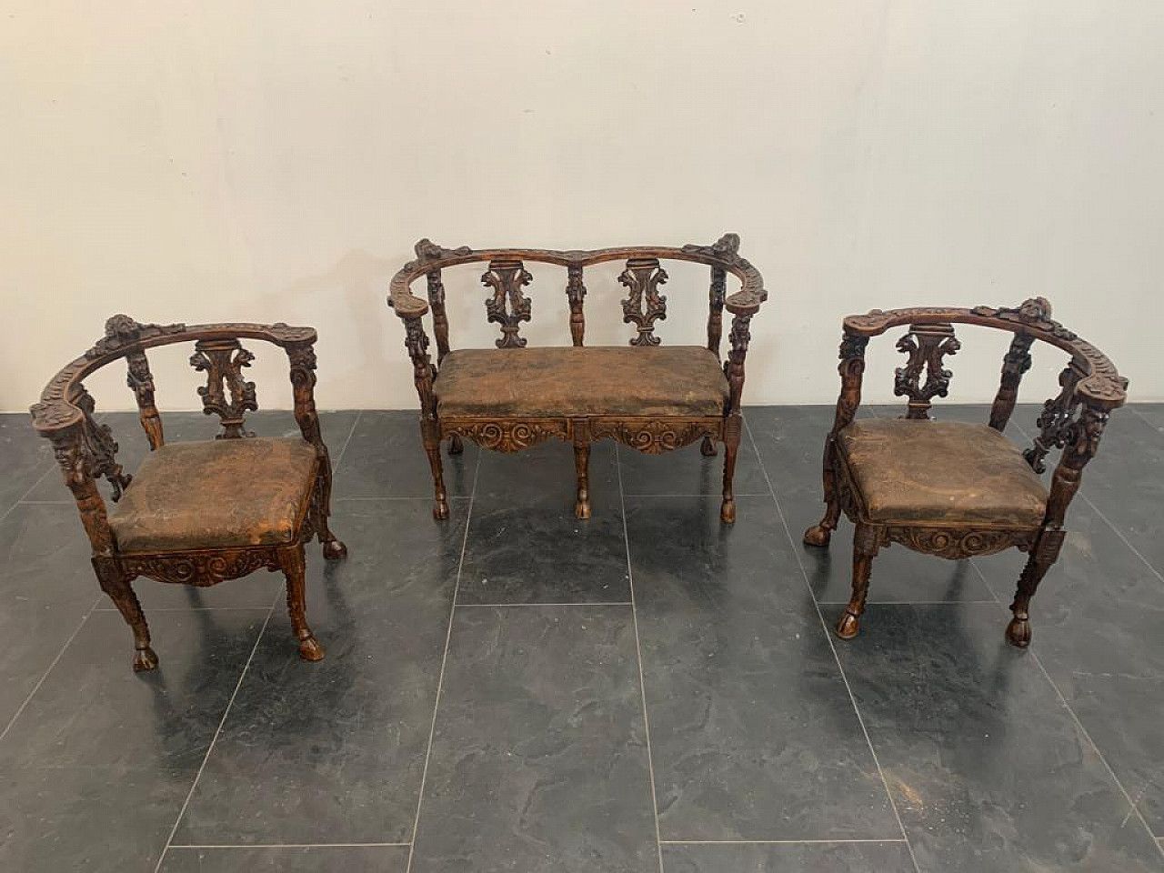 Neo Renaissance Modular Living Room Set, Late 19th Century