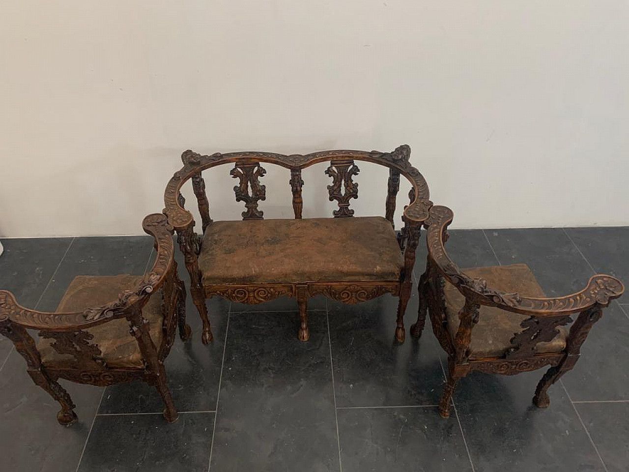 Neo Renaissance Modular Living Room Set, Late 19th Century photo Furniture