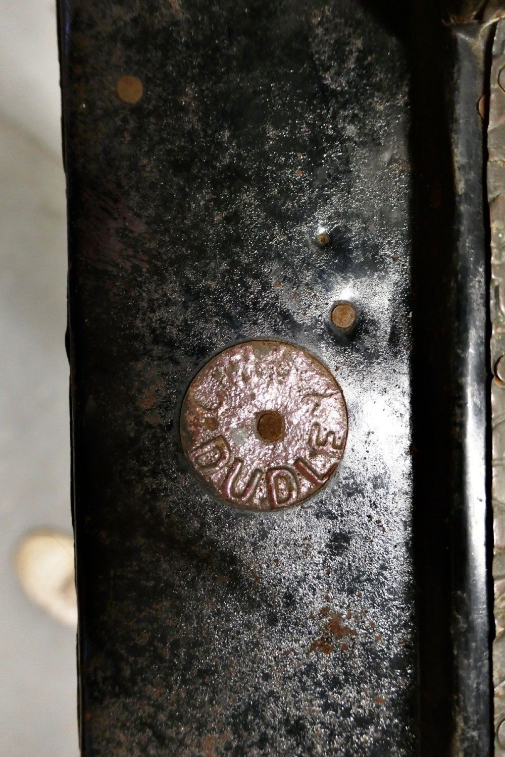 Heavily Embossed Age Darkened Steel Fender, Brutalist Look, Made By Dudley photo vinterior
