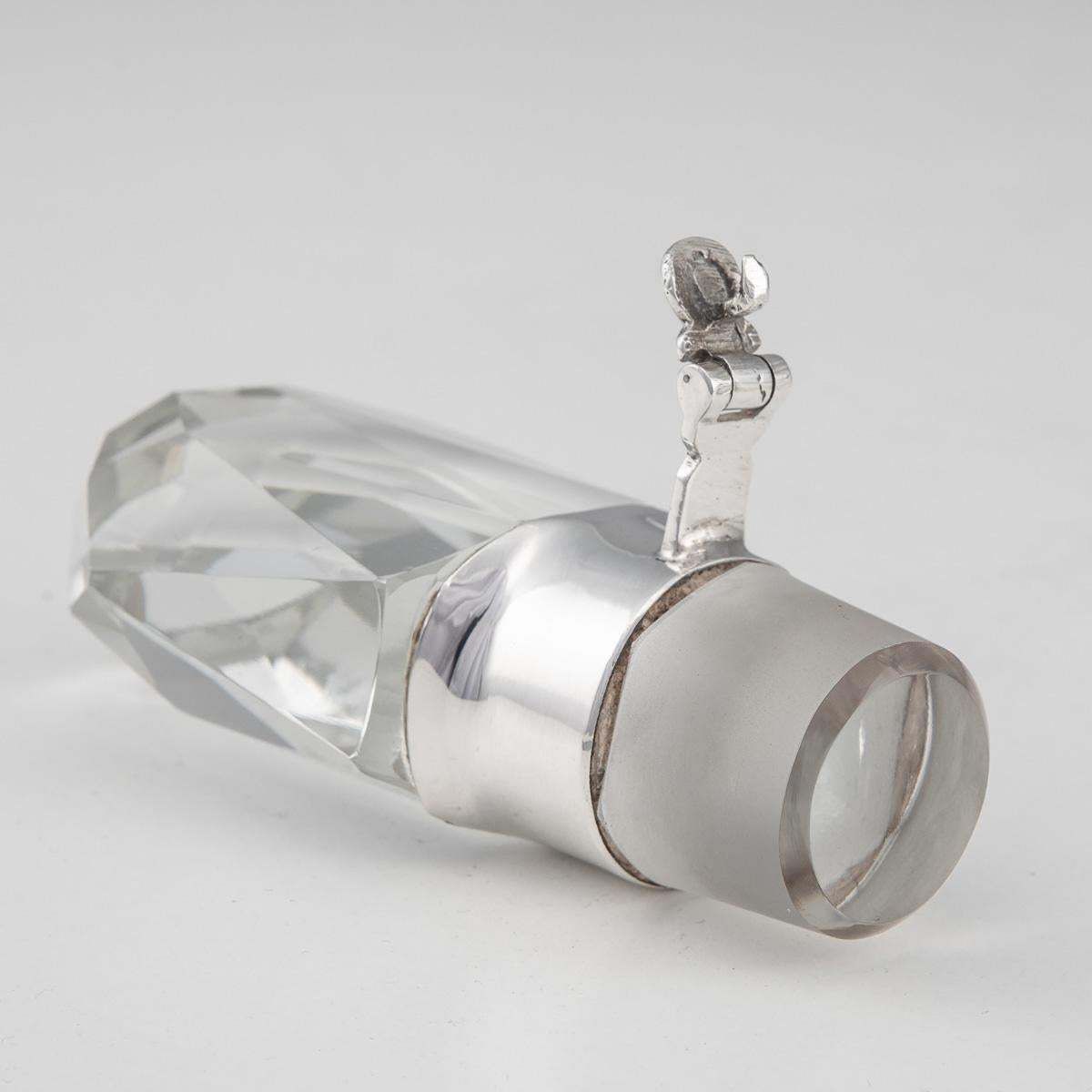 photo for sale 20th Century English Solid Silver & Glass Spirit Decanter With Lock & Key C.1928