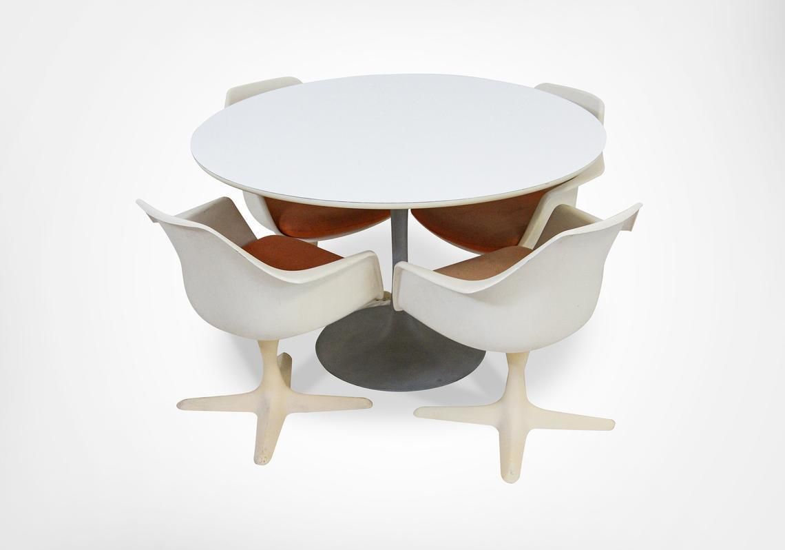 Maurice Burke For Arkana Set Of 4 Fibreglass Swivel Armchairs photo buy