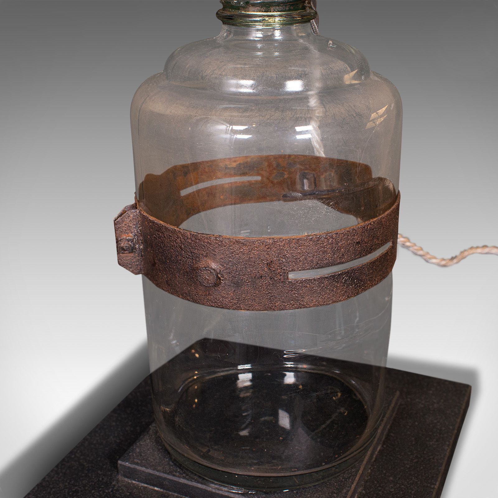 Pair Of, Antique Jar Lamps, English, Glass, Slate, Side Light, C.1900 photo 985.0