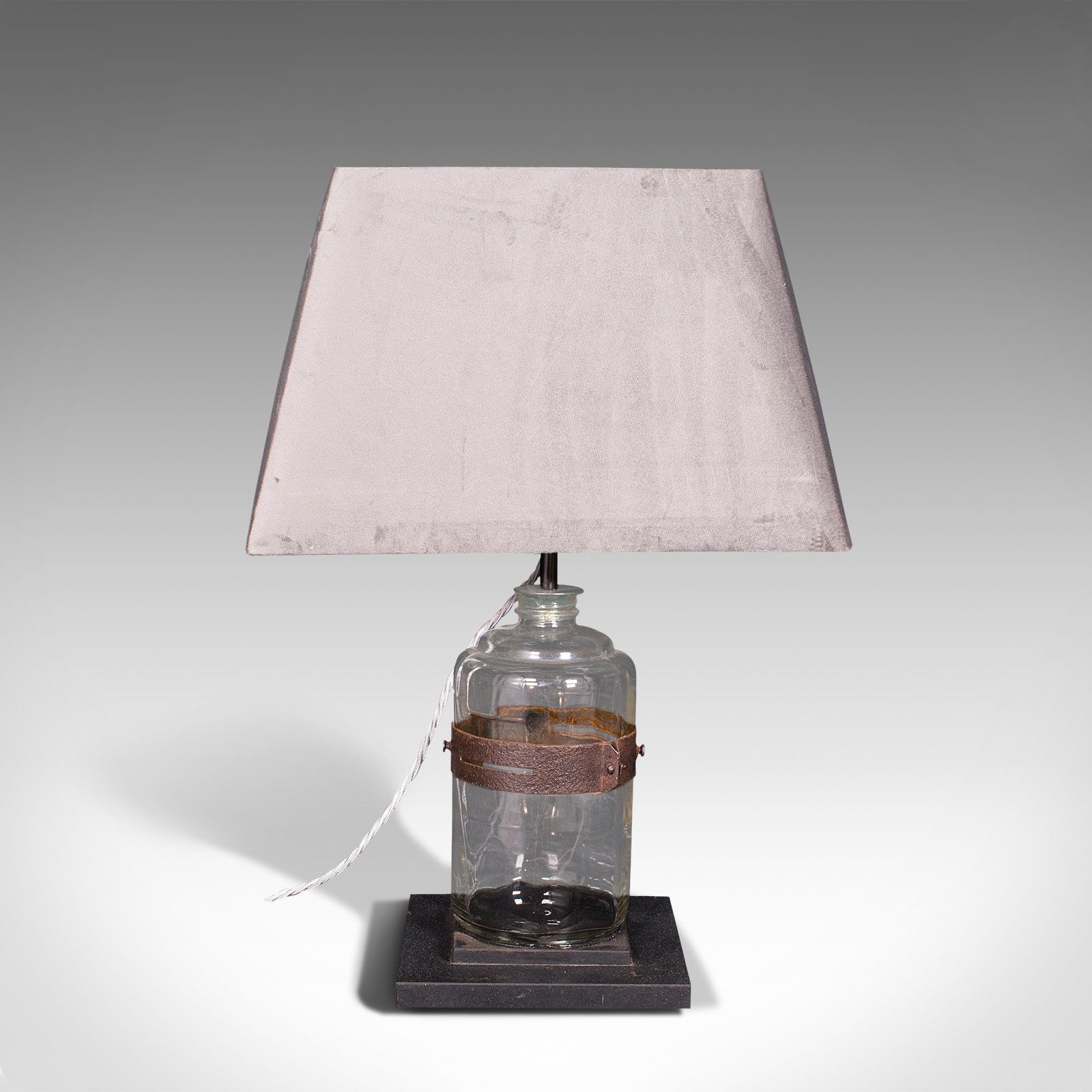 Pair Of, Antique Jar Lamps, English, Glass, Slate, Side Light, C.1900 photo vinterior