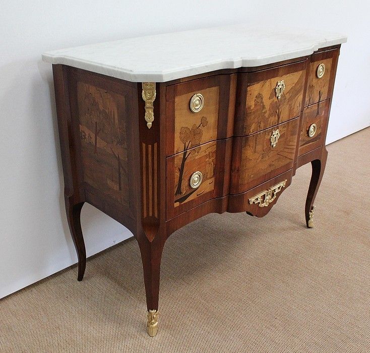 Sauteuse Commode, Louis XV / Louis XVI Transition Style, Late 19th Century photo furniture