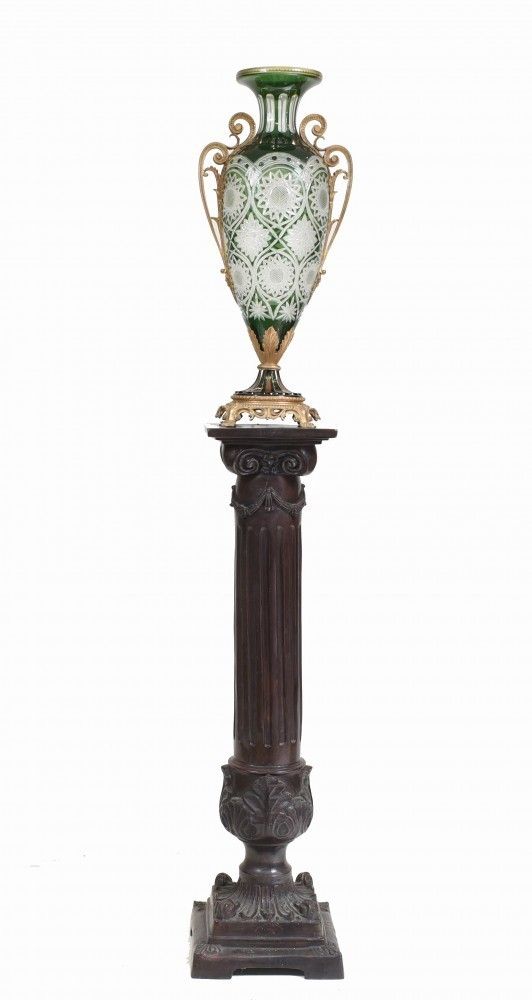 Pair French Vases Empire Cut Glass Amphora Urns photo furniture