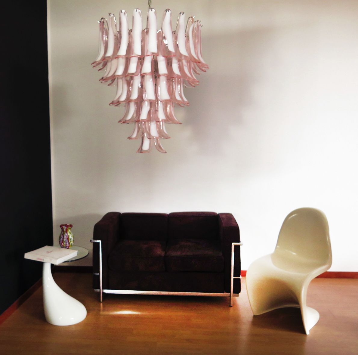 Italian Vintage Murano Chandelier In The Manner Of Mazzega 75 Pink Glass Petals photo Lighting