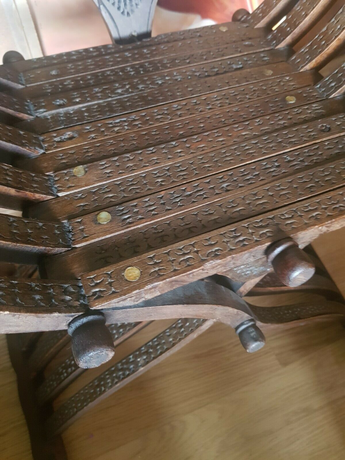 A Very Rare Antique Savanarola Inlaid Carved Italian Armchair 2 Available photo buy