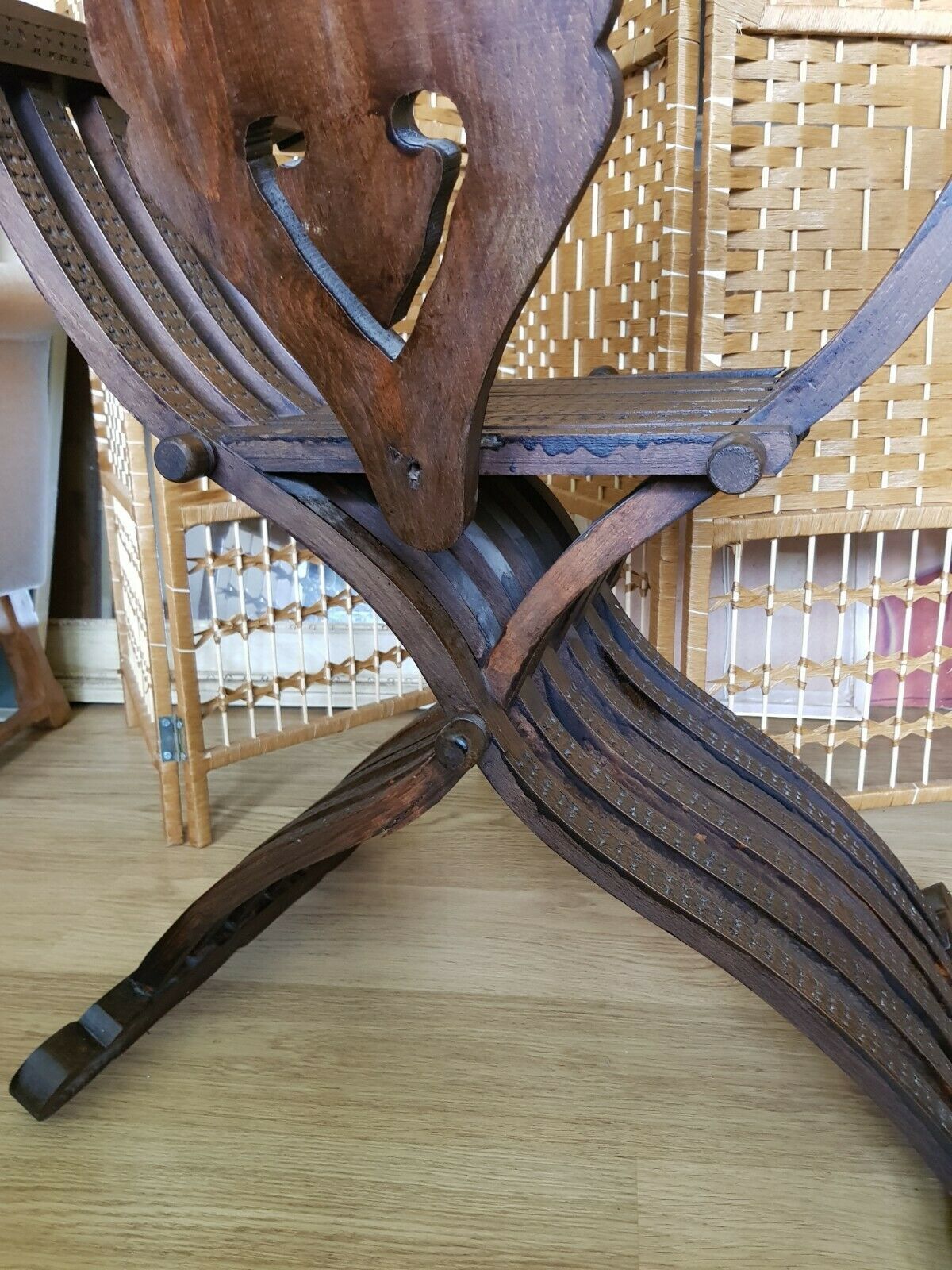 A Very Rare Antique Savanarola Inlaid Carved Italian Armchair 2 Available photo vintage