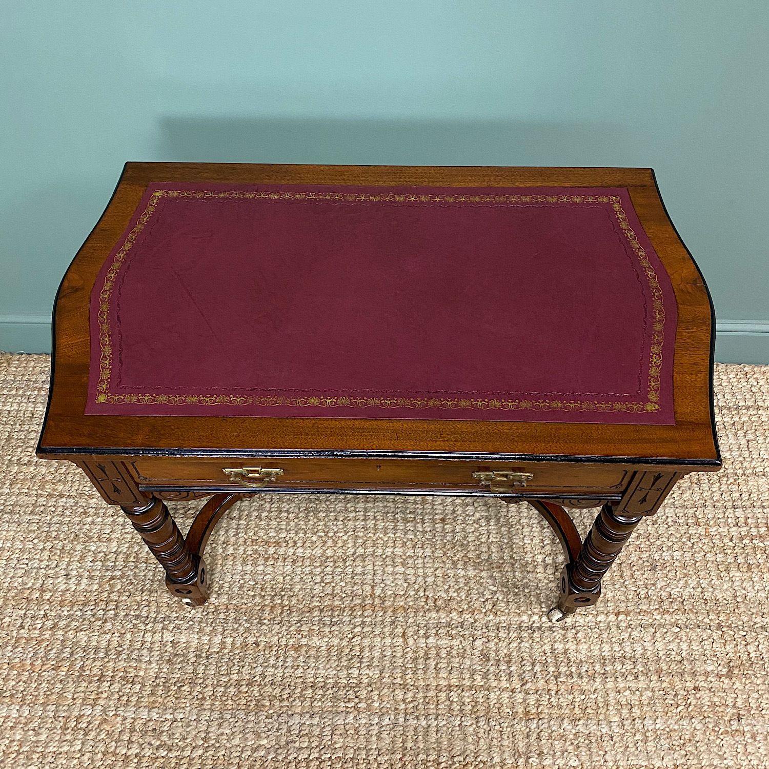 Quality Walnut Maple & Co Antique Writing Table photo for sale