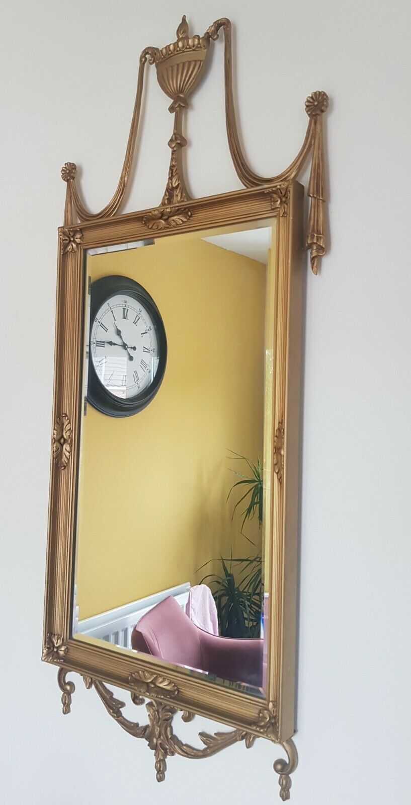 A Stunning Pair Of Adam Style Mid Century Gilt And Bevel Glass Mirrors