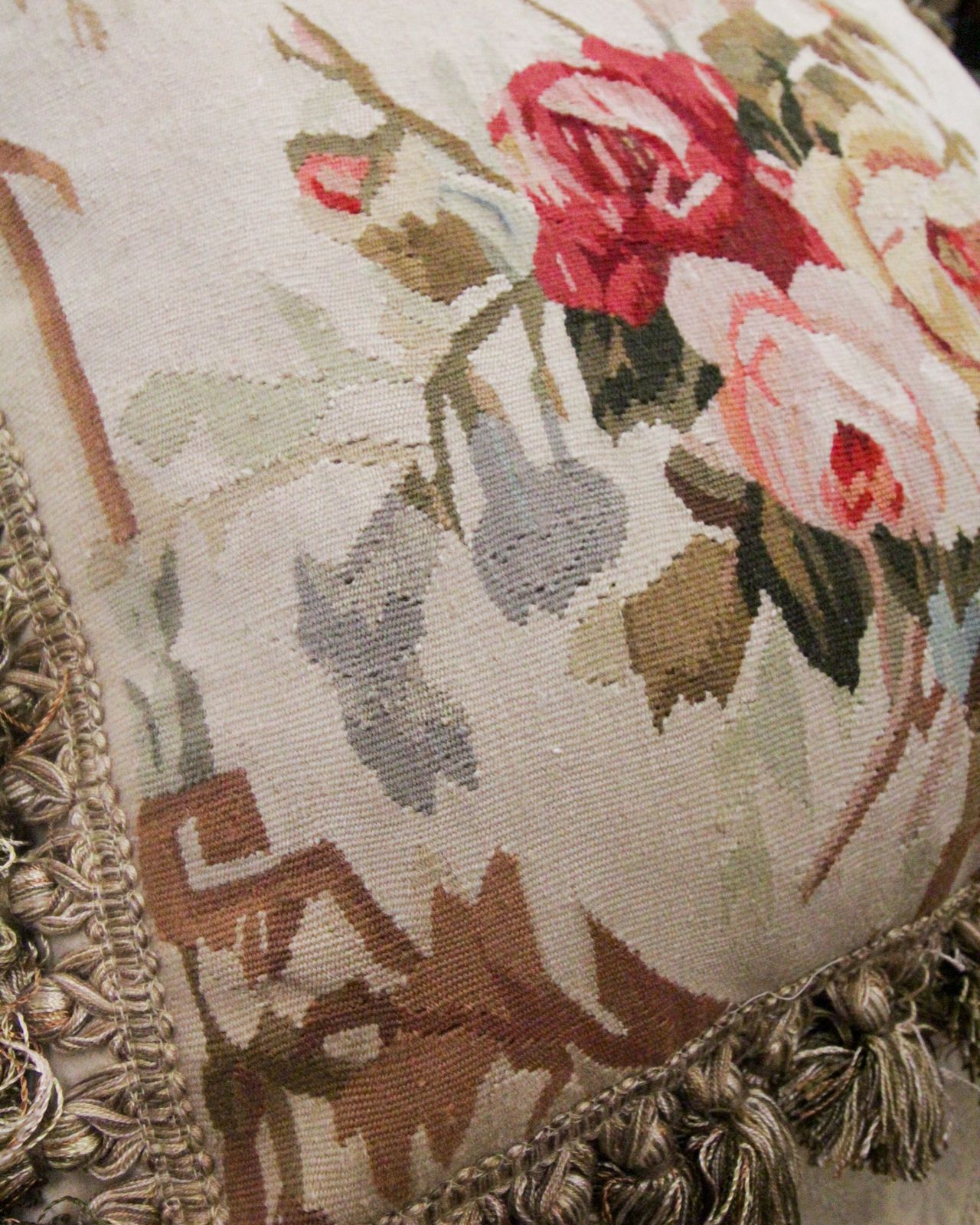 Handwoven Pillow Cover Aubusson Style Floral Cushion Cover 45x45cm photo vinterior