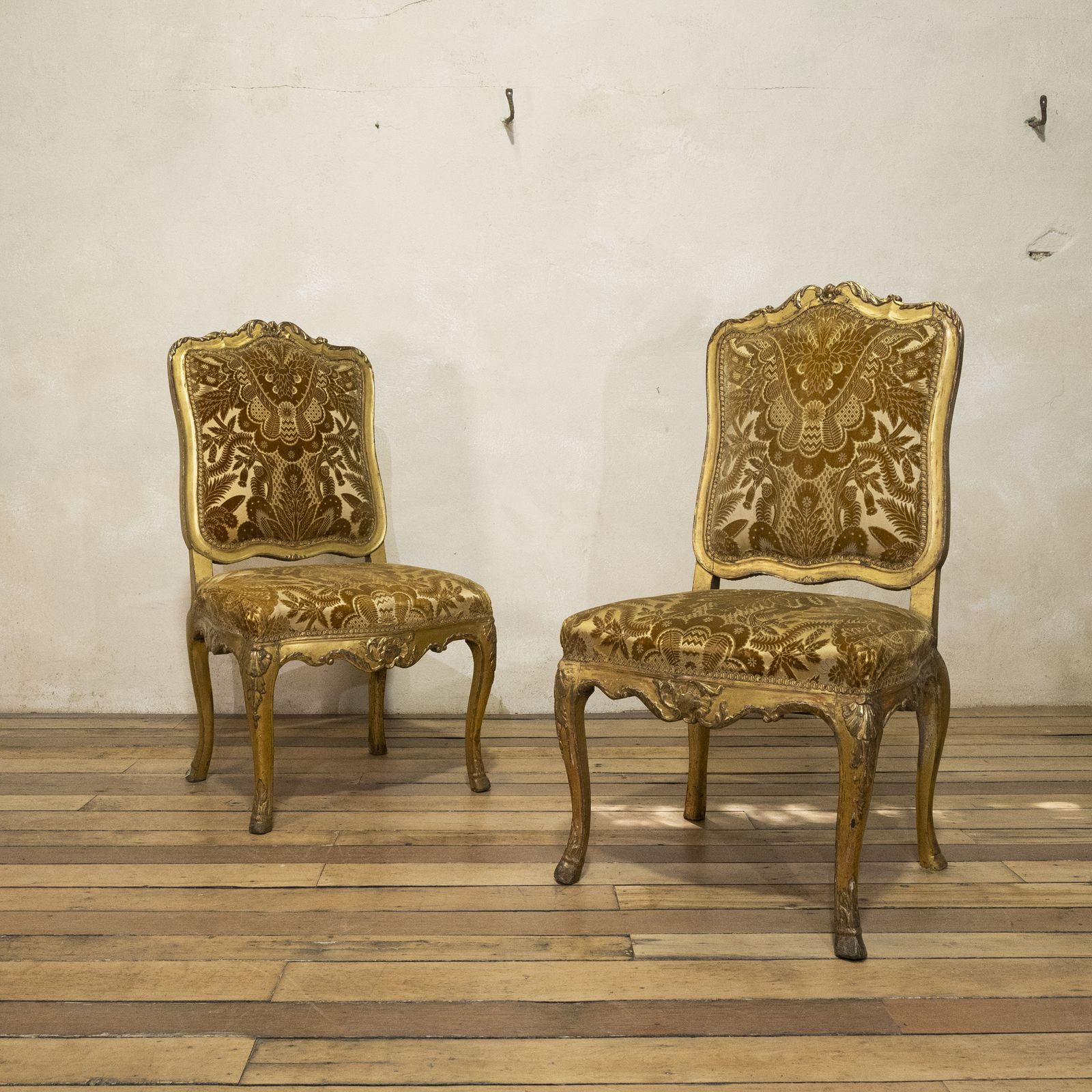 Pair Of French Louis XV Giltwood Side Chairs