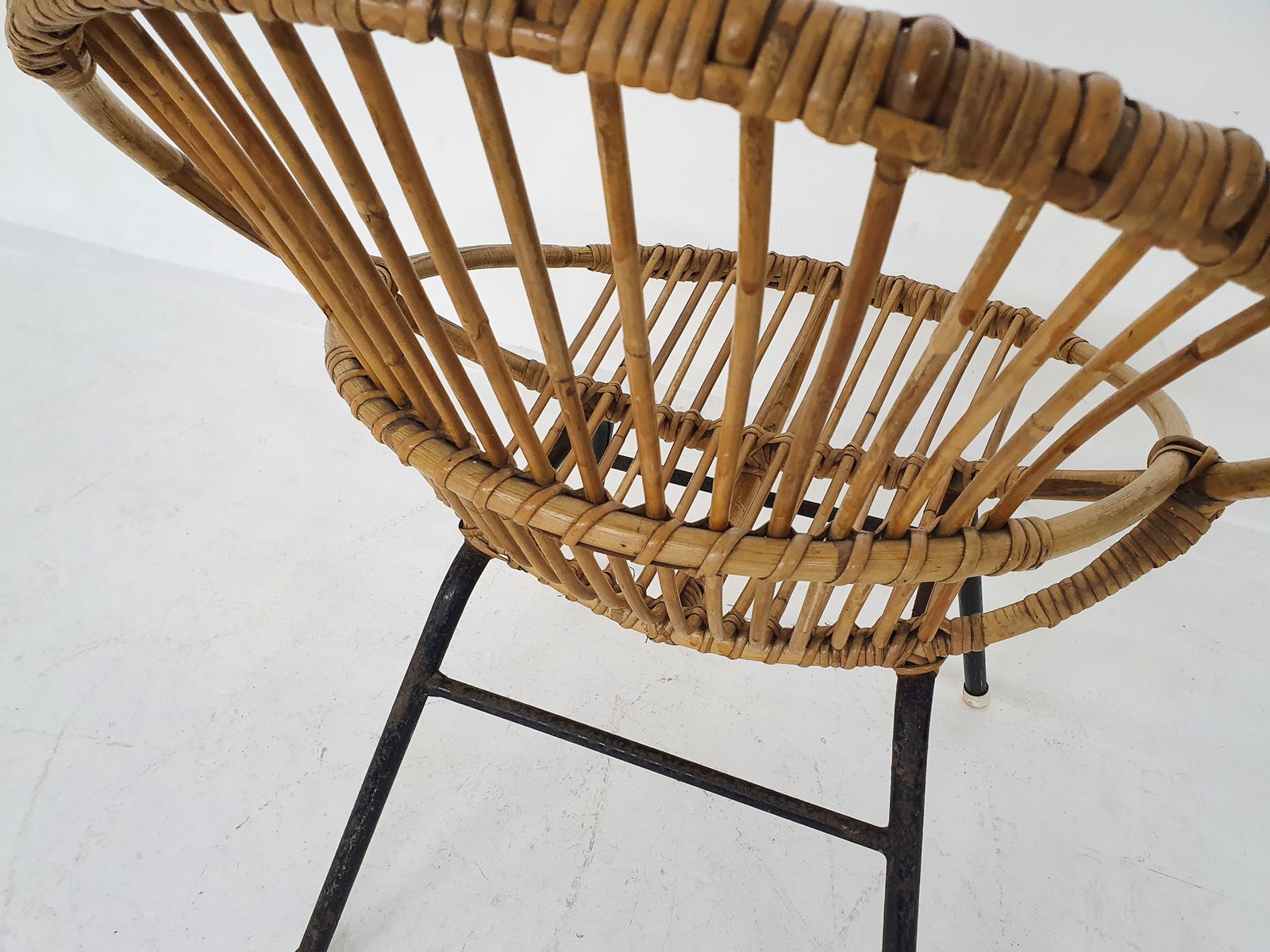 Rohe Noordwolde Rattan And Metal Lounge Chair, The Netherlands 1950s photo vinterior