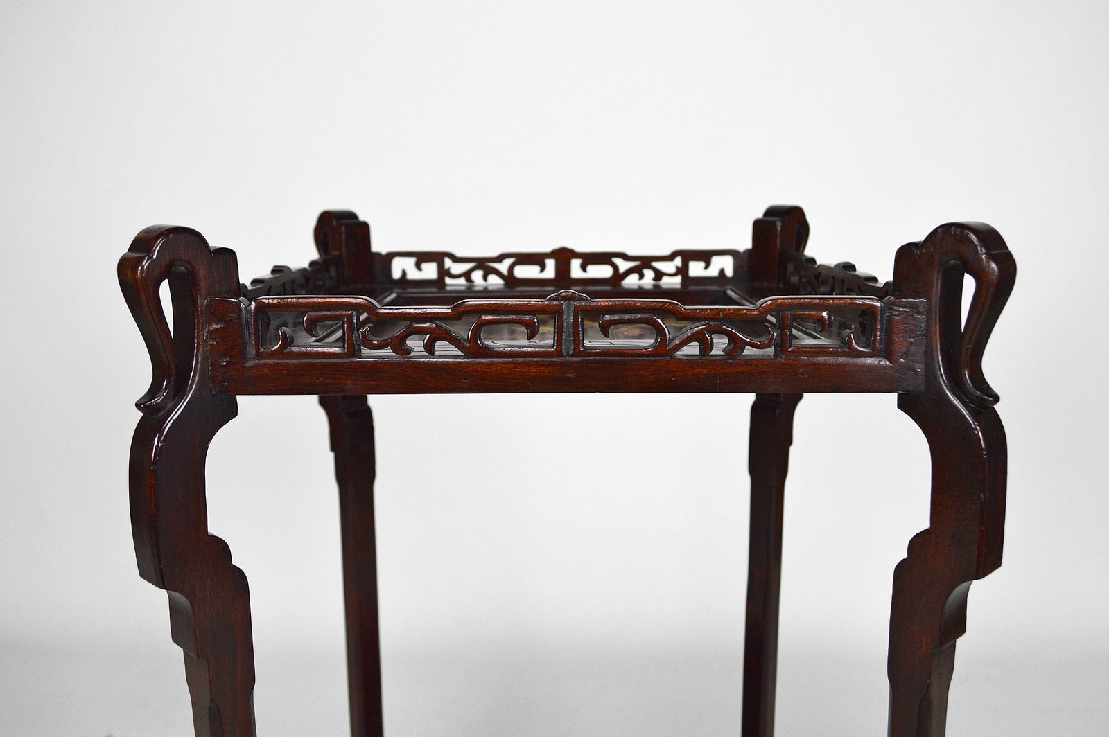 French Japonism Carved Wood & Lacquered Panels Side Table, 1880s photo for sale