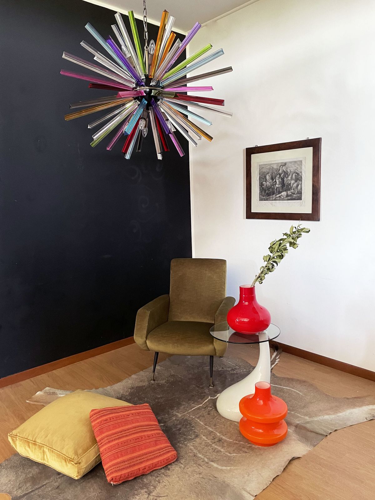Crystal Prism Sputnik Chandeliers 50 Multicolored Prisms Italiy Murano Chandelier photo 1450.0