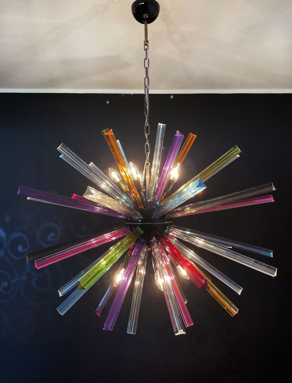1450.0 Crystal Prism Sputnik Chandeliers 50 Multicolored Prisms Italiy Murano Chandelier photo