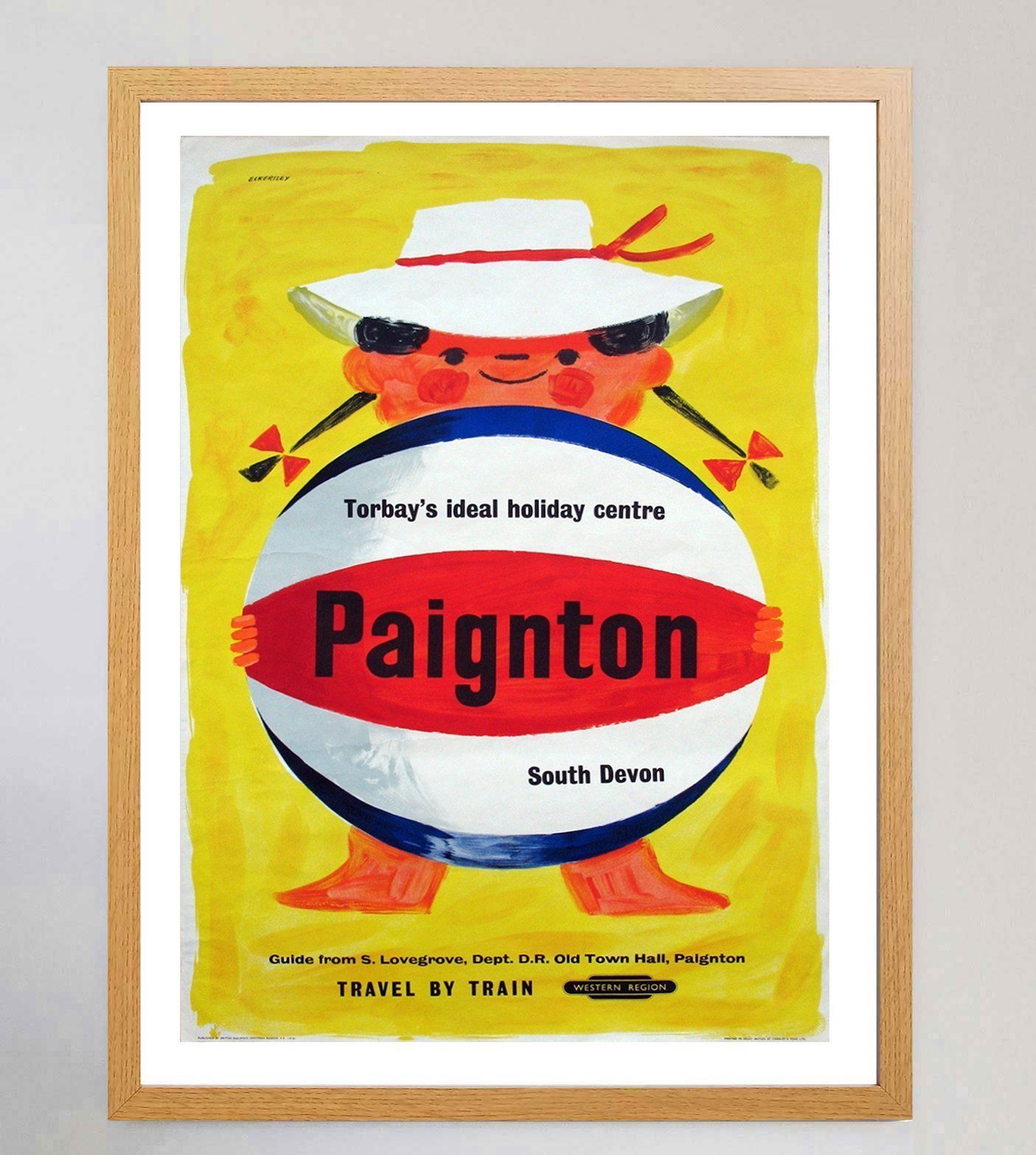 Paignton British Railways, 1960s, Original Vintage Poster photo Art
