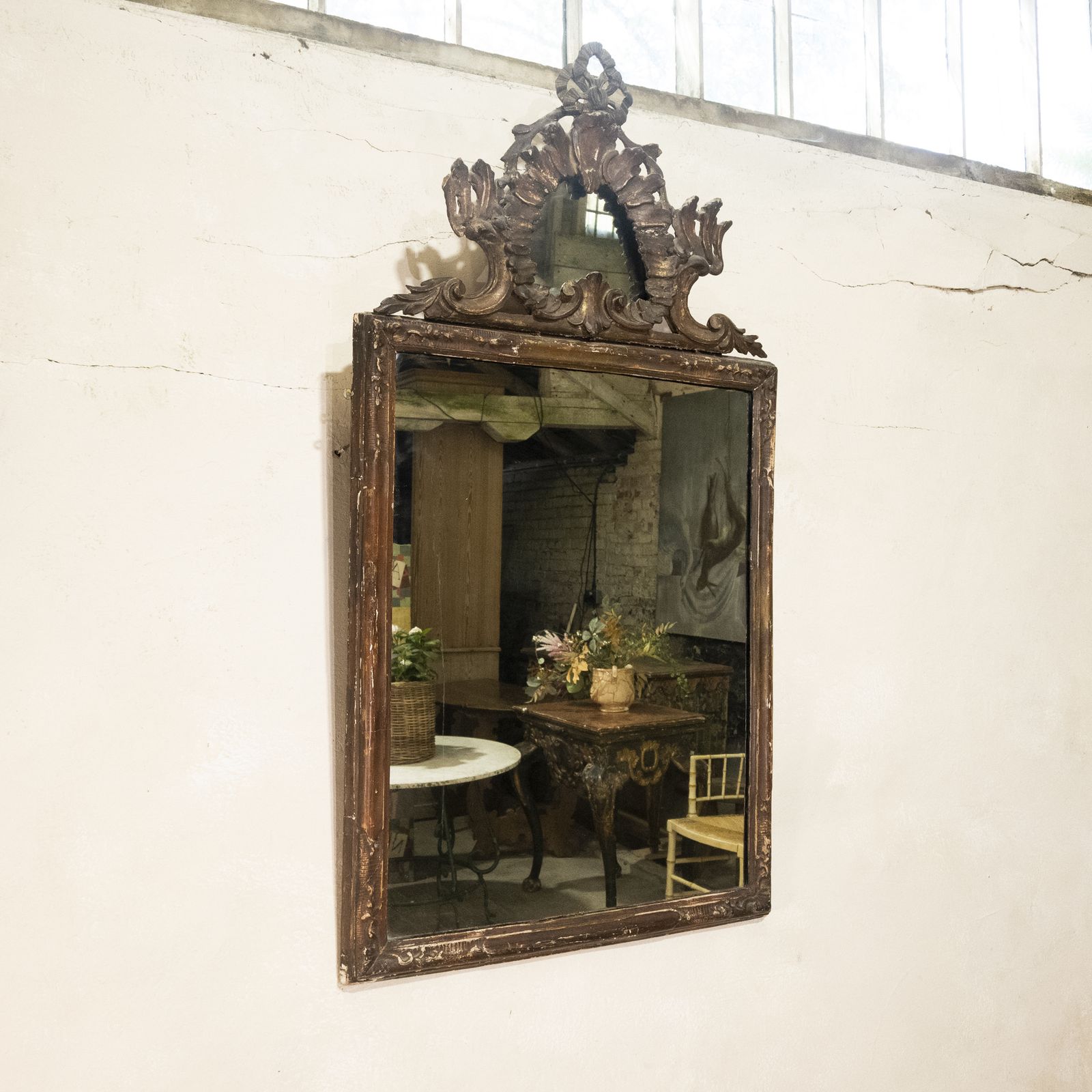 Large 18th Century Italian Painted Rococo Overmantel Wall Mirror photo for sale