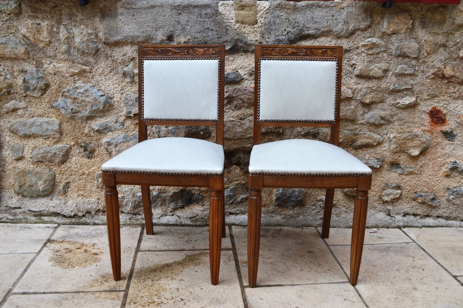 photo vintage French Art Deco Bedroom Set In Solid Carved Wood, Blooming Shrubs Theme