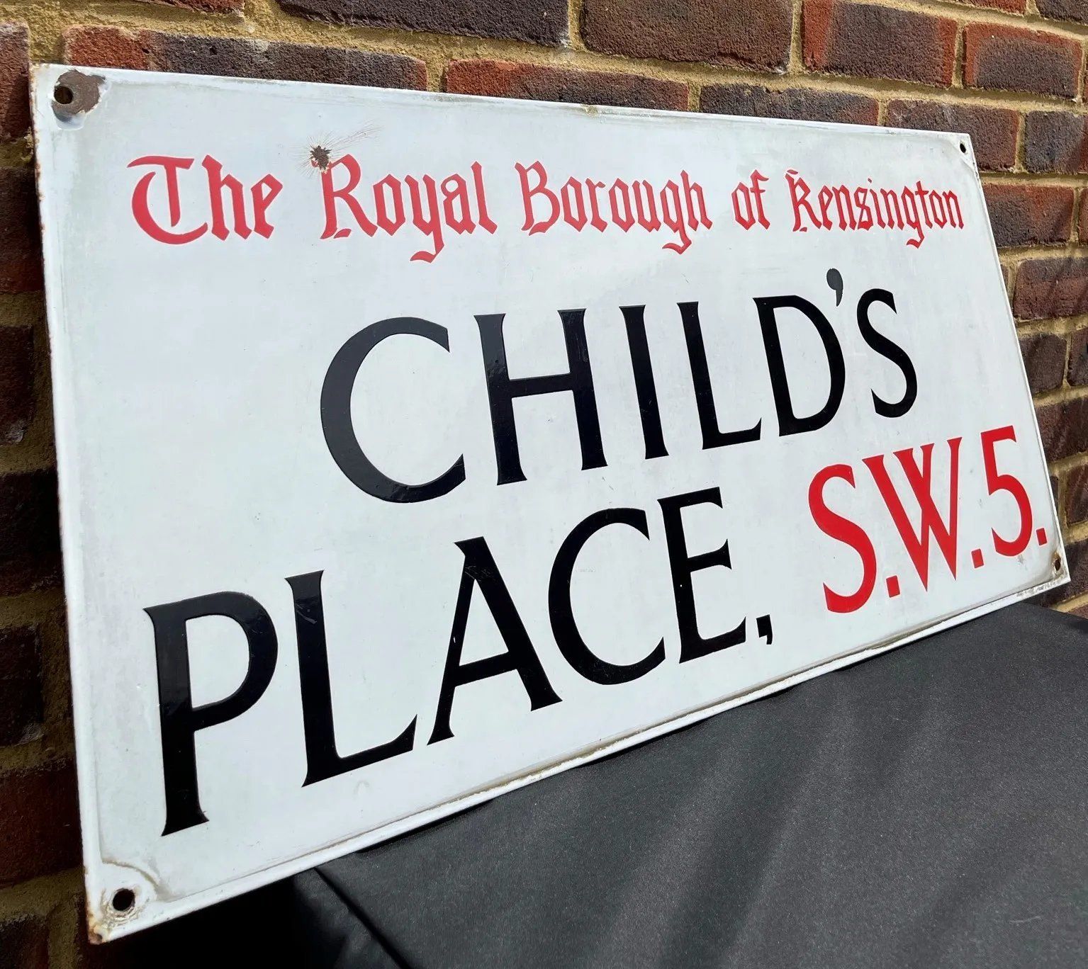 Antique Enamel London Street Sign Childs Place photo for sale
