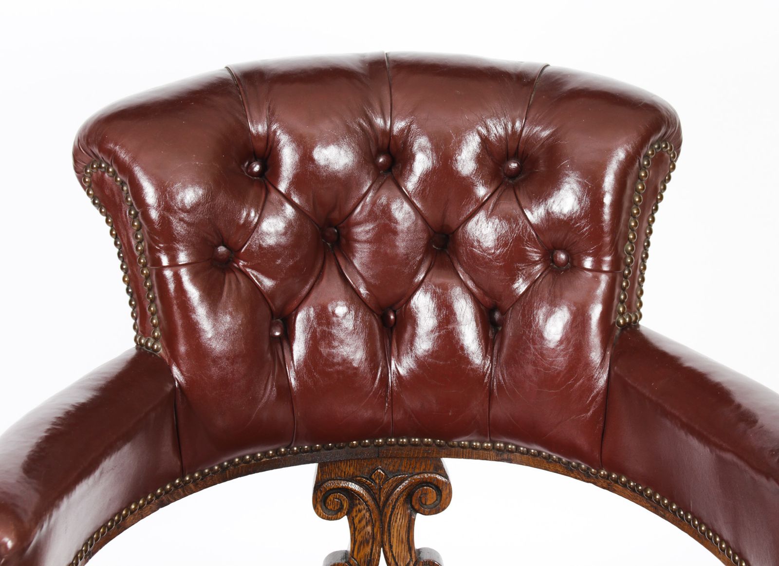 Victorian Oak Leather Desk Chair Tub Chair C.1880 photo buy